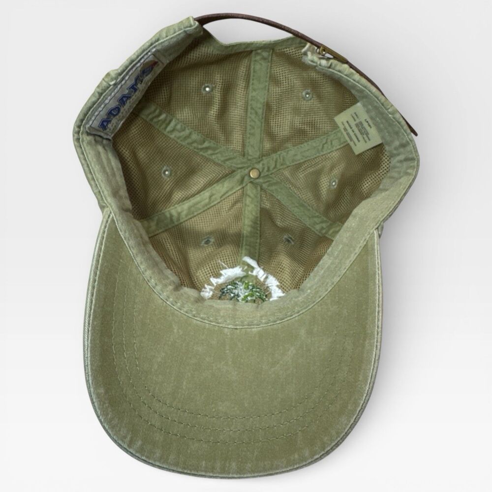 Jekyll Island Georgia NWOT Olive Green Strapback Hat Adams Leather Strap Dad Cap - Picture 5 of 10